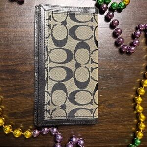 Coach Signature Black and Gray Checkbook Cover